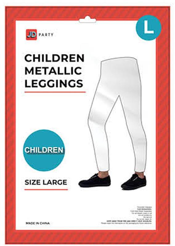 Kids White Metallic Leggings - Large - The Base Warehouse