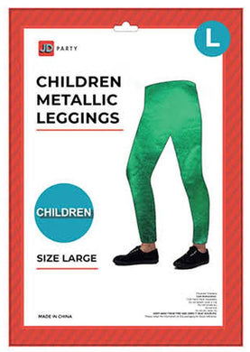 Kids Green Metallic Leggings - Large - The Base Warehouse