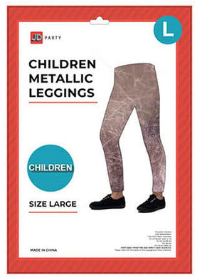 Kids Rose Gold Metallic Leggings - Large - The Base Warehouse