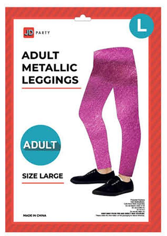 Adult Pink Metallic Leggings - Large - The Base Warehouse