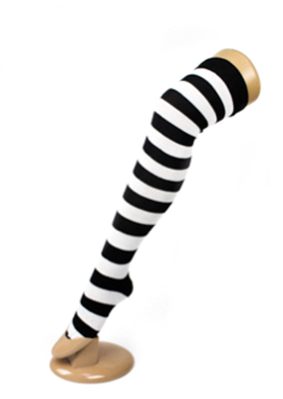 Thick Stripe Black/White Over The Knee Socks