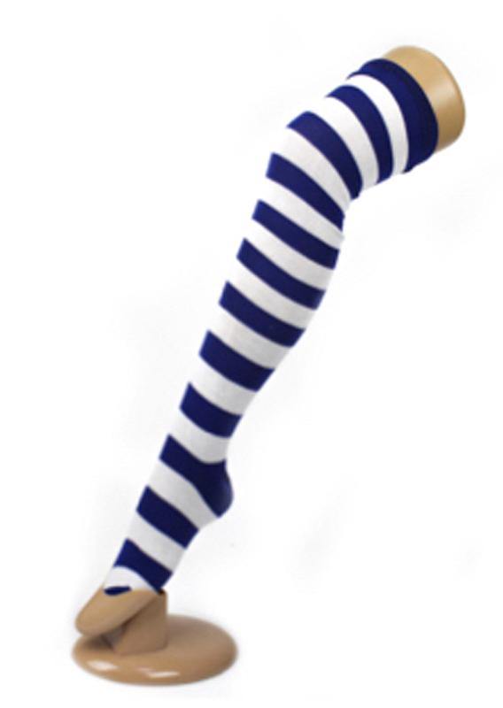 Thick Stripe Blue/White Over The Knee Socks - The Base Warehouse