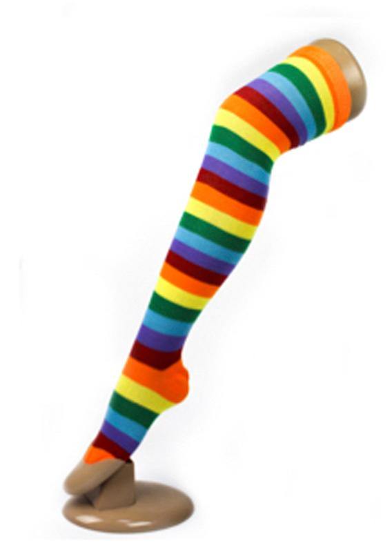 Thick Stripe Light Rainbow Over The Knee Socks - The Base Warehouse