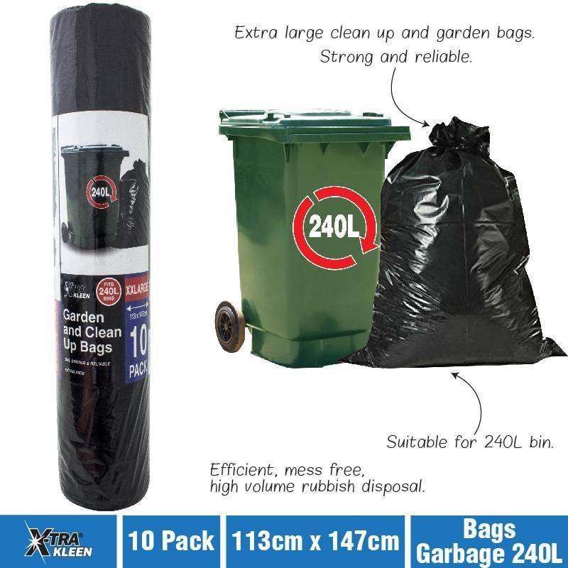 10 Pack Garbage Bags - 240L - The Base Warehouse