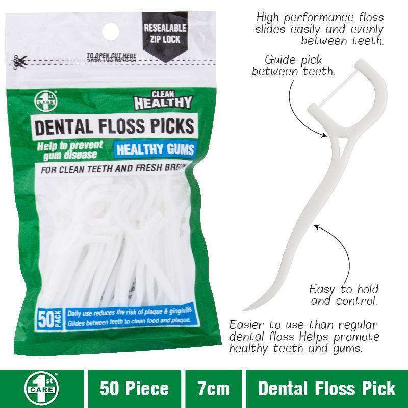 50 Pack Dental Floss Pick - 7cm - The Base Warehouse