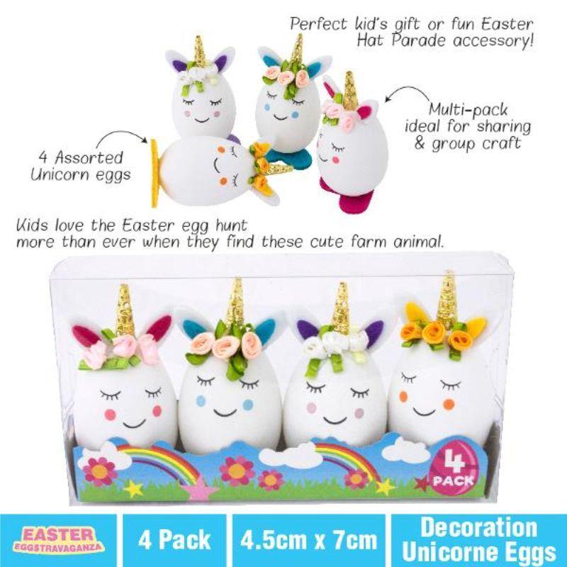 4 Pack Easter Egg Unicorn - 7cm x 4cm - The Base Warehouse