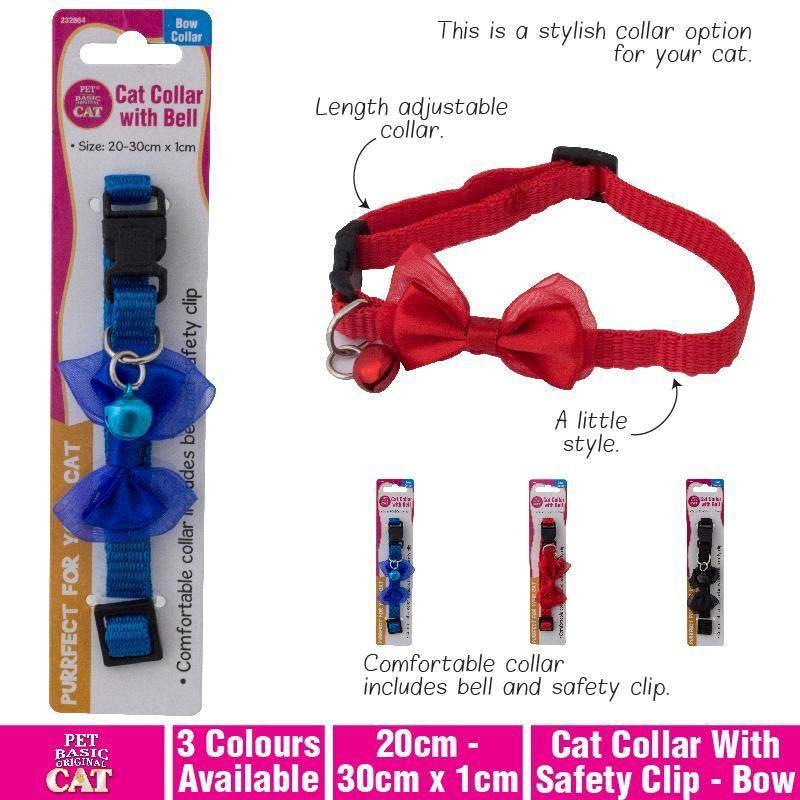 Bow Cat Collar with Safety Clip - 20cm x 30cm x 1cm