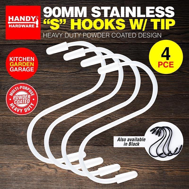 4 Pack S Hooks with Tips - 9cm x 5cm - The Base Warehouse