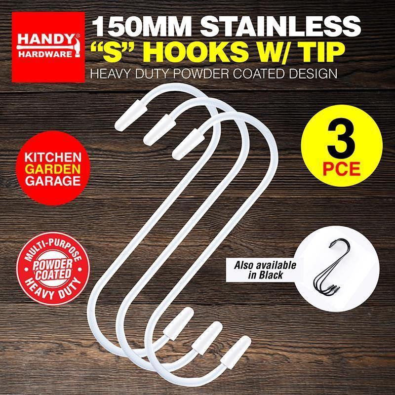 3 Pack S Hooks with Tips - 16.5cm x 5cm - The Base Warehouse