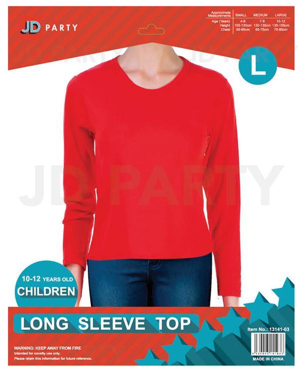 Kids Red Long Sleeve Top - Large - The Base Warehouse