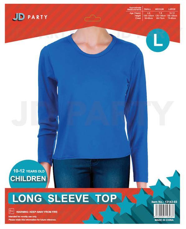 Kids Blue Long Sleeve Top - Large - The Base Warehouse