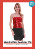 Load image into Gallery viewer, Womens Red Sequin Bandeau Tube Top - The Base Warehouse
