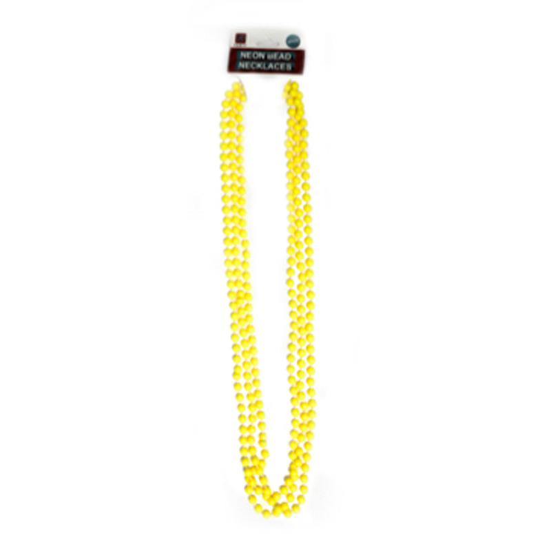 3 Pack Yellow Neon Beaded Necklace - The Base Warehouse