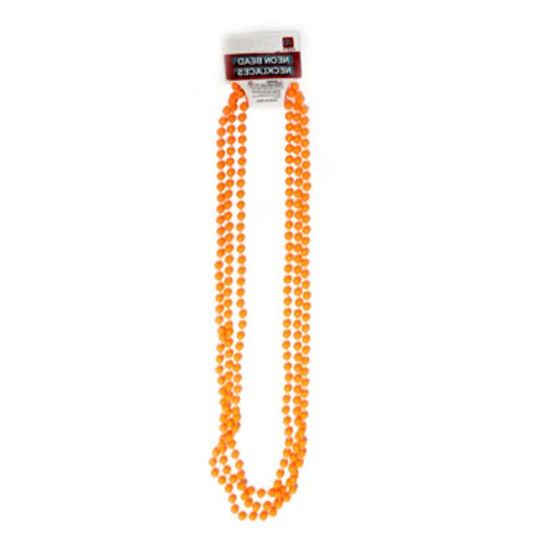 3 Pack Orange Neon Beaded Necklace - The Base Warehouse