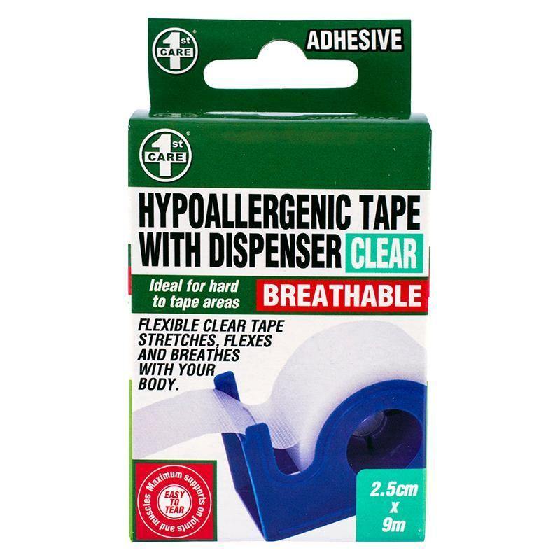 Clear Hypoallergenic Tape with Dispenser - 9m x 2.5cm - The Base Warehouse