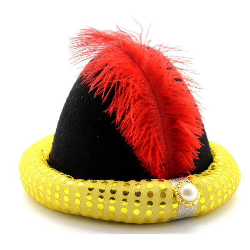 Adult Black Hat With Red Feather