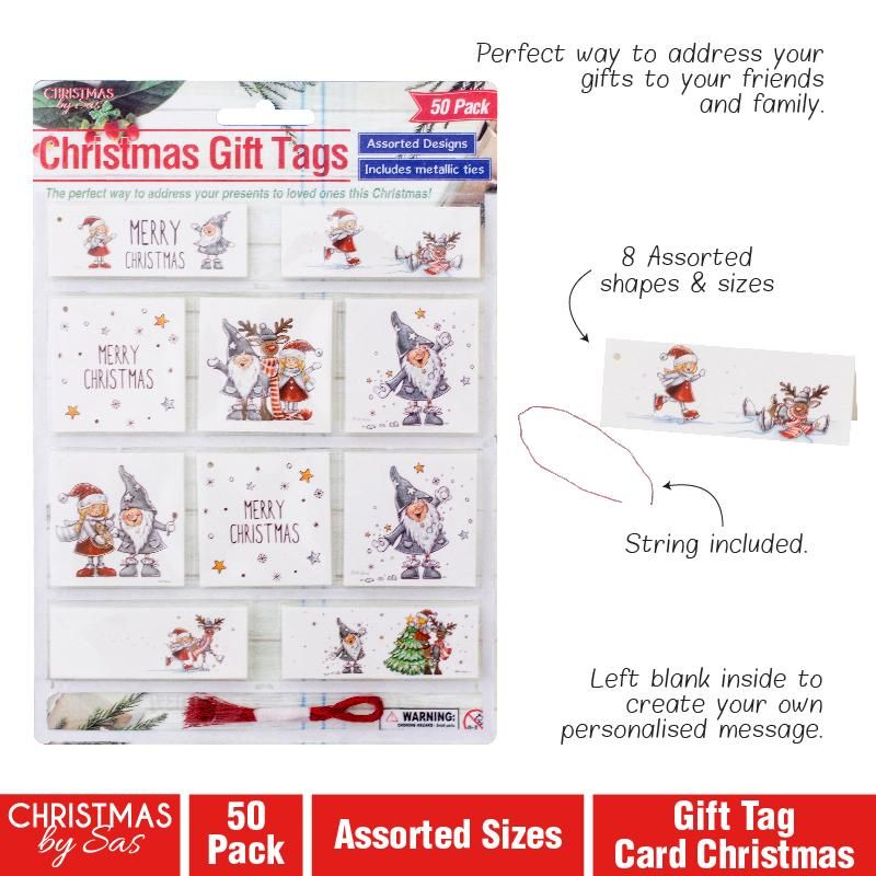 50 Pack Christmas Gift Tags with Strings