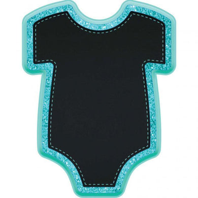 Blue Baby Boy Bodysuit Shaped MDF Easel - 22cm x 17cm - The Base Warehouse