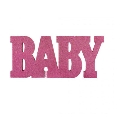 Baby Shower Girl Standing MDF Glitter Sign - 20cm x 45cm - The Base Warehouse