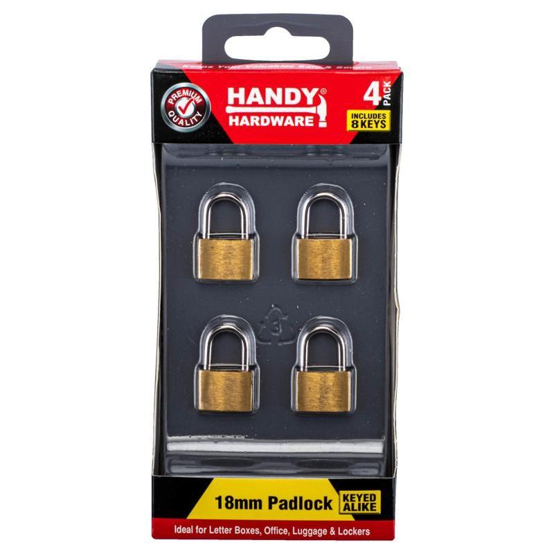 4 Pack Keyed Alike Padlocks - 18mm