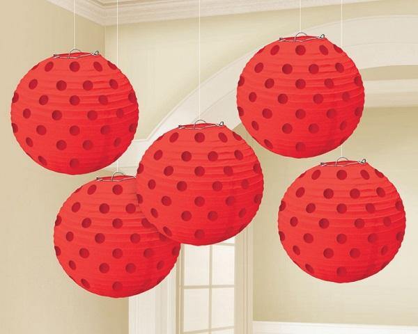 5 Pack Apple Red Mini Paper Laterns - The Base Warehouse