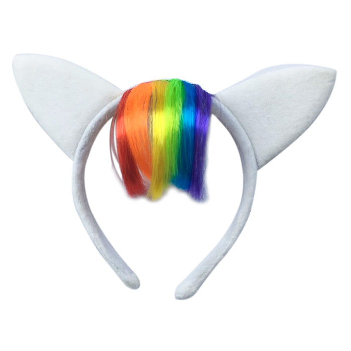 Cat Ears Headband with Rainbow Fringe