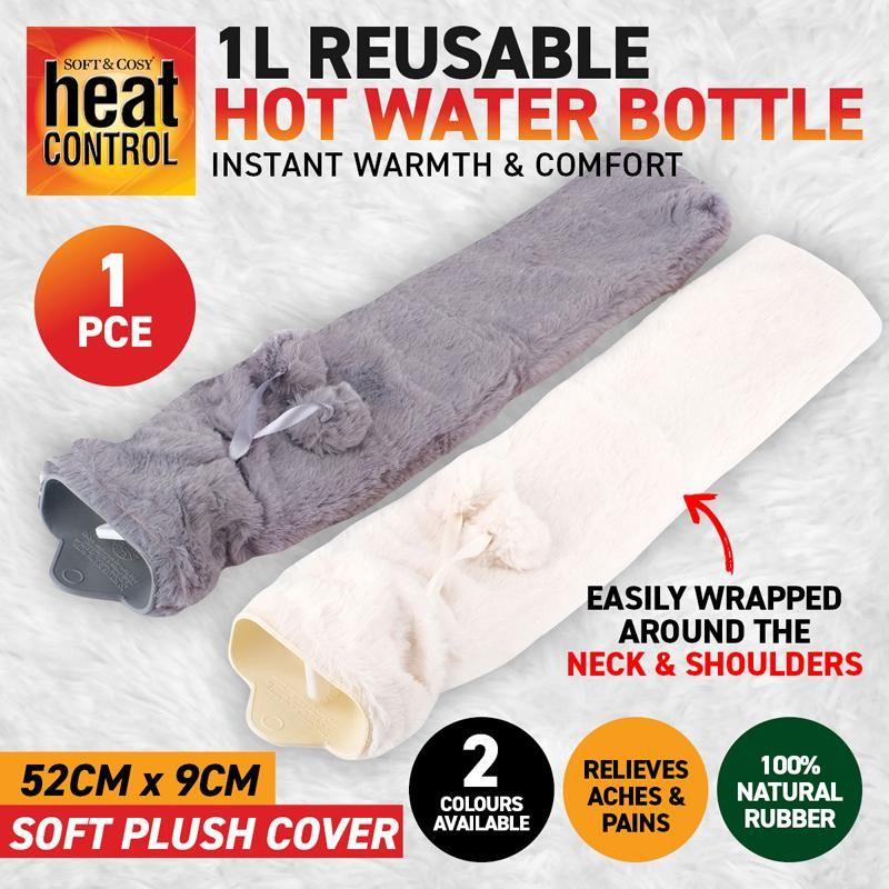 Reusable Long Hot Water Bottle with Cover - 1L