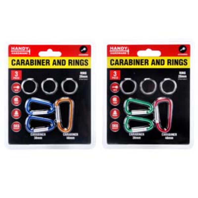 3 Pack Carabiner Clips And Rings
