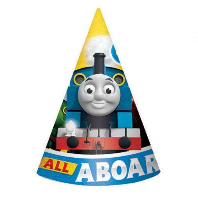 8 Pack Thomas All Aboard Paper Cone Hats