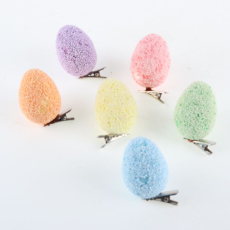 6 Pack Polystyrene Decorative Easter Eggs with Clip - 5cm x 3.5cm