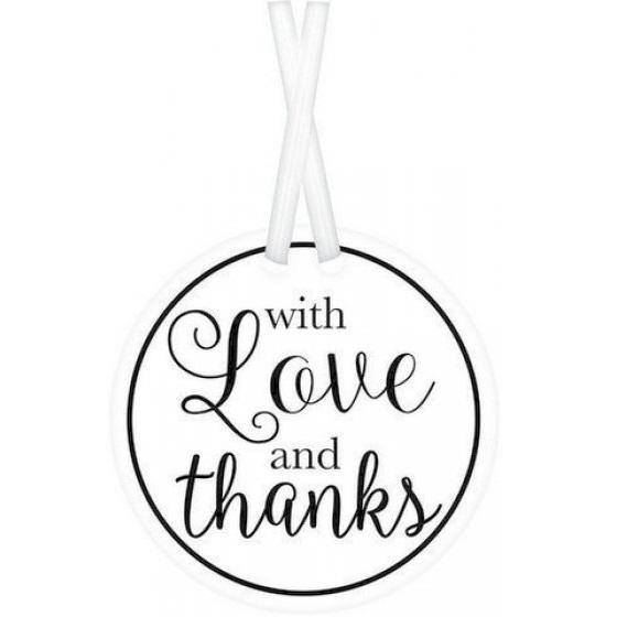 25 Pack White With Love & Thanks Tags - The Base Warehouse