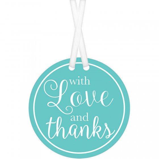 25 Pack Robins Egg Blue With Love & Thanks Tags - The Base Warehouse