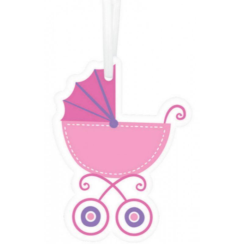 25 Pack Pink Baby Girl Paper Tags & Twist Ties - The Base Warehouse