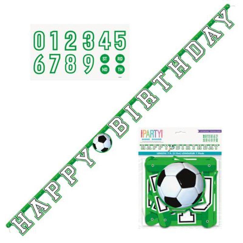 3D Soccer HBD Jointed Banner with Age Stickers - 2.13m - The Base Warehouse