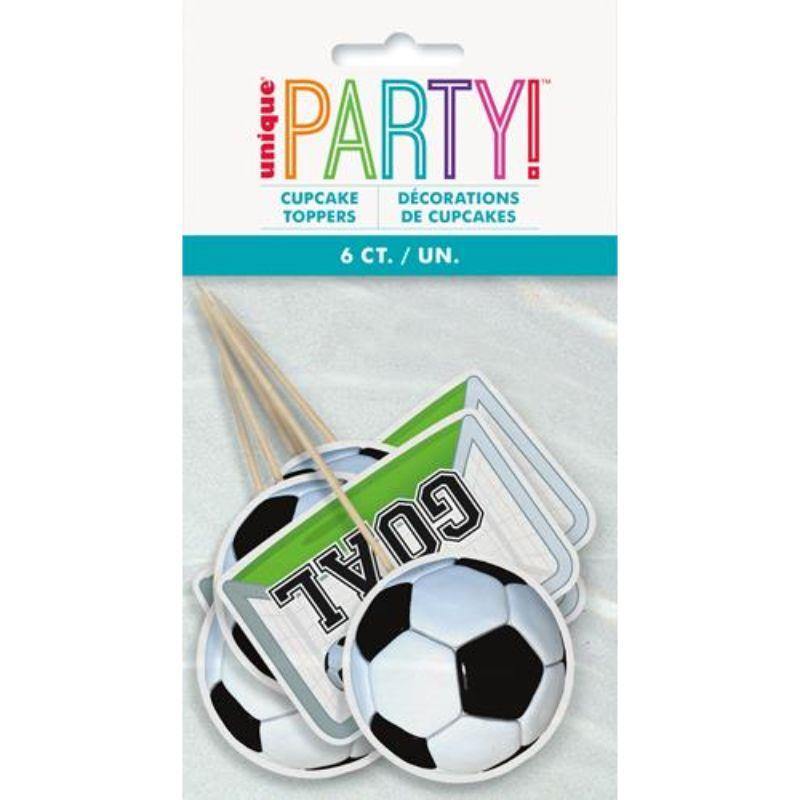 6 Pack 3D Soccer Cake Toppers - The Base Warehouse