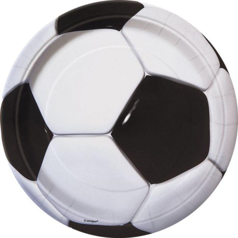 8 Pack 3D Soccer Paper Plates - 18cm - The Base Warehouse