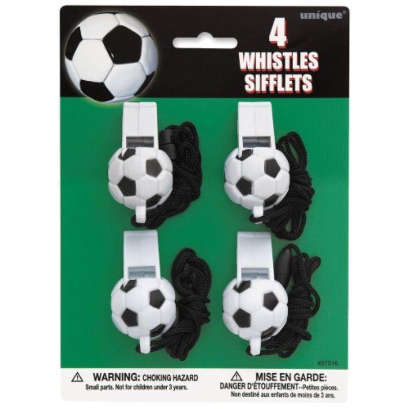 4 Pack 3D Soccer Ball Whistles - The Base Warehouse