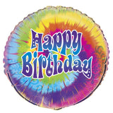 Load image into Gallery viewer, Happy Birthday Tye-Dye Swirl Round Foil Balloon - 45cm - The Base Warehouse
