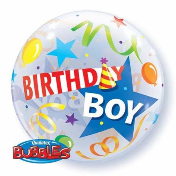 Birthday Boy Party Hat Bubble Balloon - 56cm