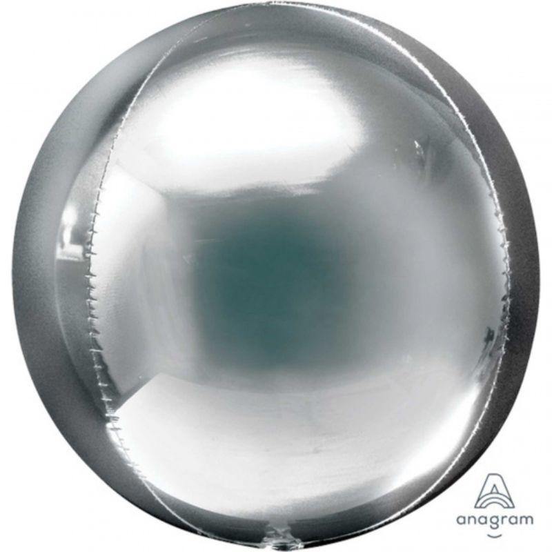 Orbz Silver Foil Balloon - 38cm x 40cm - The Base Warehouse
