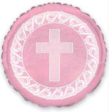 Load image into Gallery viewer, Pink Cross Round Foil Balloon - 45cm - The Base Warehouse
