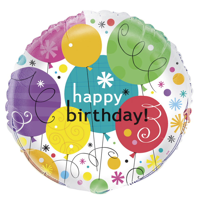 Happy Birthday Breezy Round Foil Balloon - 45cm