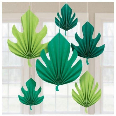 6 Pack Palm Leaf Shaped Fan Decorations - The Base Warehouse