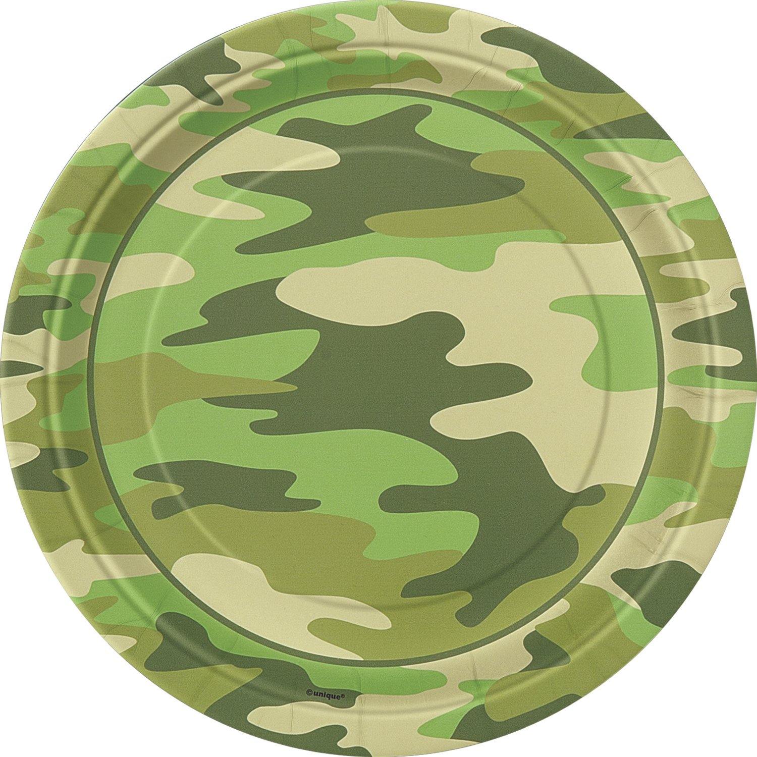 8 Pack Camo Paper Plates - 18cm - The Base Warehouse