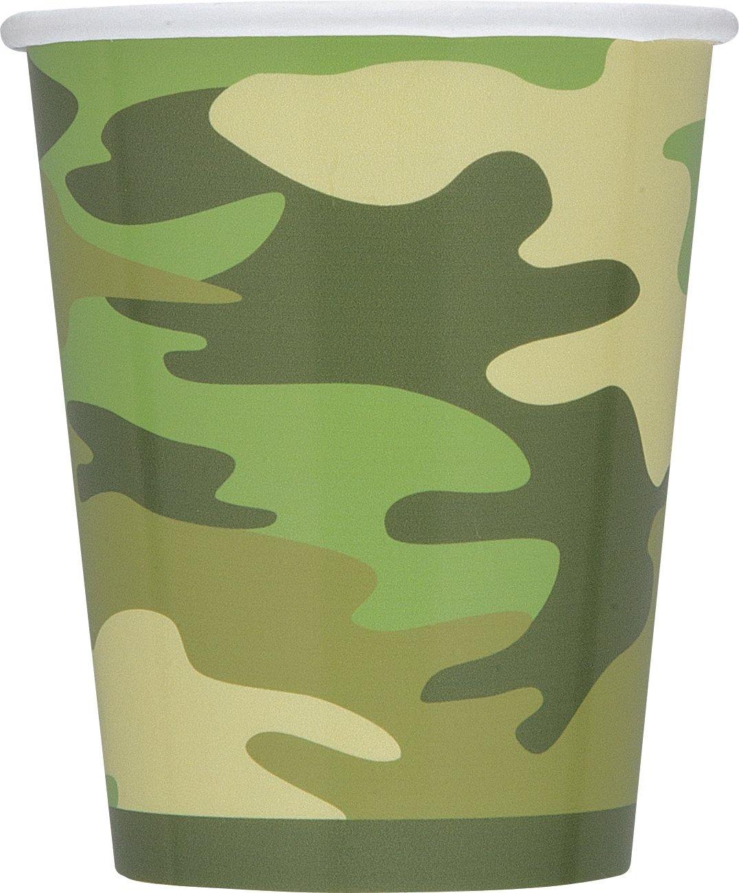 8 Pack Camo Paper Cups - 270ml - The Base Warehouse