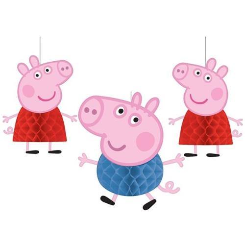 3 Pack Assorted Peppa Pig Honeycomb Party Hanging Decorations - The Base Warehouse