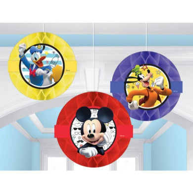 3 Pack Mickey on the Go Honeycomb Decorations - 23cm - The Base Warehouse