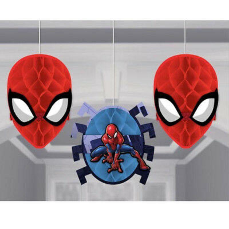 3 Pack Spiderman Webbed Wonder Honeycomb Decorations - 18cm to 20cm