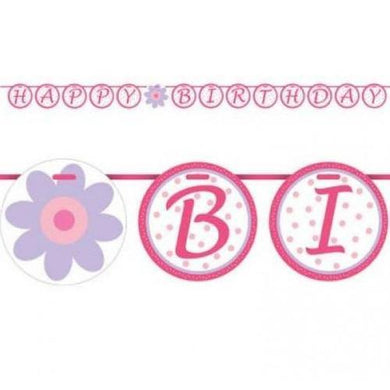 Happy Birthday Pink Circle Paper Banner - The Base Warehouse