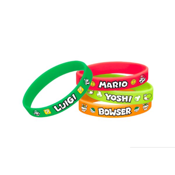6 Pack Super Mario Brothers Rubber Bracelets
